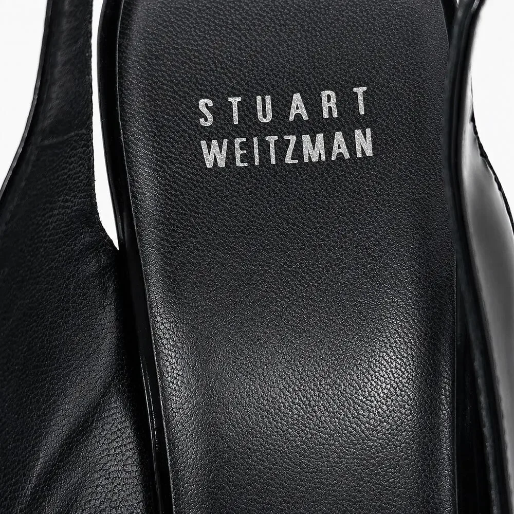 Stuart Weitzman Black Patent Leather Slingback Wedge Sandals – Women’s Size 9M